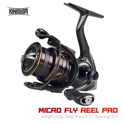 Kingdom MICRO FLY 2024 NIEUW Spinhengel 1000 1000S 2000 2000S 3000 3000S Nylon Lichtgewicht Spoel jigging Molen 5.2:1 Spinmolen 160g