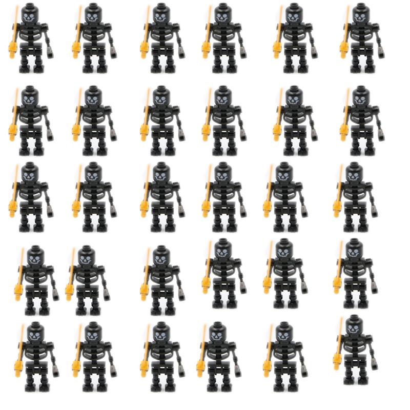 Skeleton Building Blocks Medieval Castle Knight Warriors Skeletons Strong Orcs Figures Collection Toy for Children Gifts