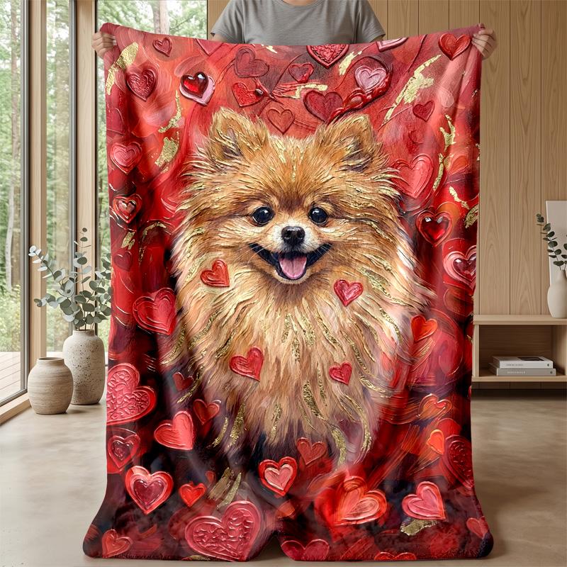 Heartfelt Canine Journey Theme Blanket Lightweight Warm Flannel Blanket Decorative Throw Blanket for Home Decoration
