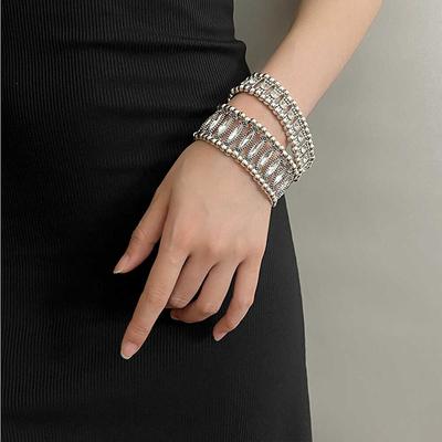 Diamond-encrusted Round Double-row Elastic Bracelet, Personalized Versatile Bracelet, Simple Temperament, Advanced Sense of Jewelry Women