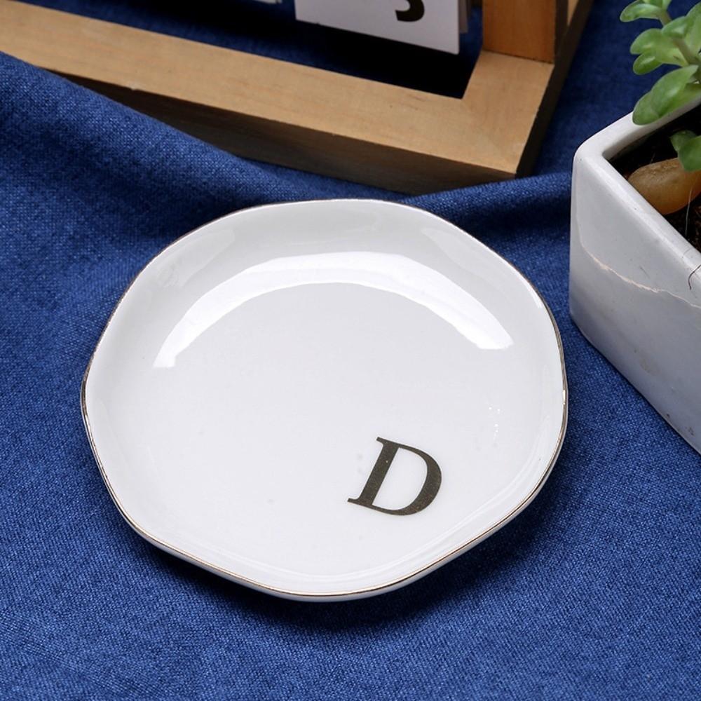 Gold Rim Monogram Letter Ring Dish A-Z Decorative Ring Holder Plate Blogger's Recommendation