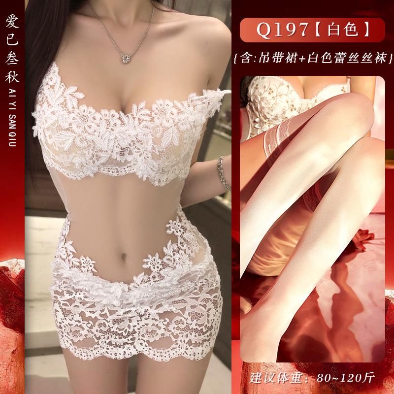 Sex underwear sexy uniform pure desire floating flower suspenders large size perspective nightdress passion mesh suit
