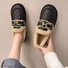 Baumwollschuhe Damen Winter Samt Mode Oberbekleidung 2025 neu Internet-Berühmtheit Lammwolle Einslipper Leder Weichsohle Beanie-Schuhe