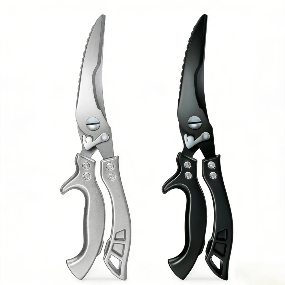 Heavy-Duty Stainless Steel Bone-Cutting Shears with Sharp Serrated Edges & Ergonomic Handle - Large Kitchen Shears for Poultry