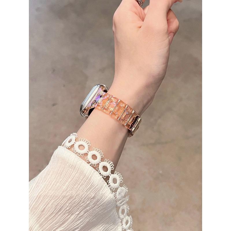 Laser Transparent Acrylic Strap for Apple Watch Band 42mm 46 41 38 45 44 49 40mm Women Bracelet for iWatch Series 10 9 8 7 6 5