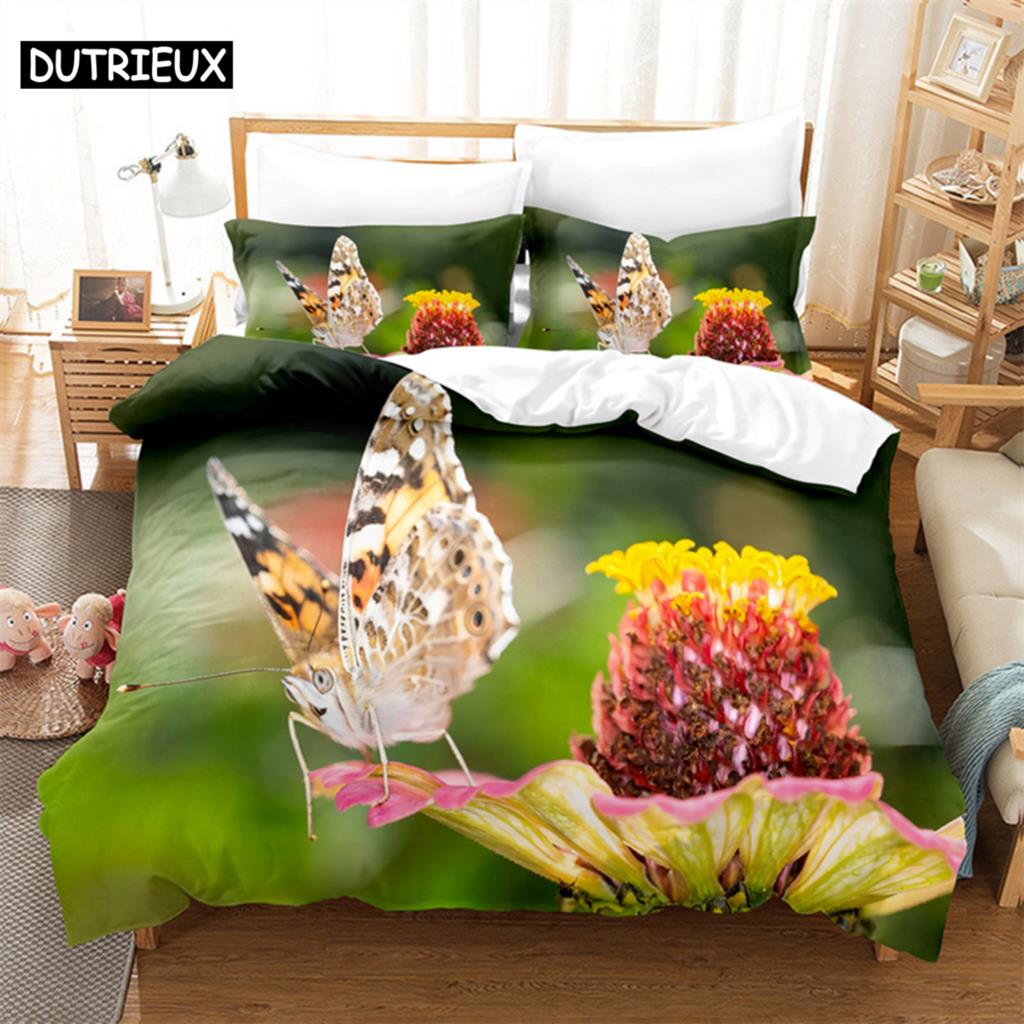 Butterfly Queen Bedding Set Duvet Cover Kids Bedroom Bed Set Comforter Cover Set King Size Duvet Cover Set Bedding Sets