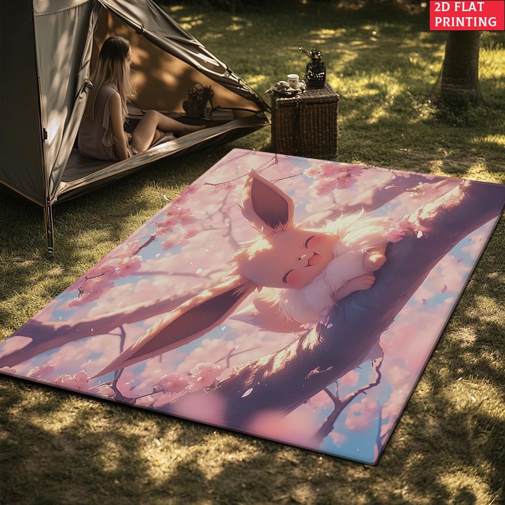 Cute Fluffy Cherry Blossom Fox Area Rug Non Slip Soft Floor Mat For Gaming Room Living Room Bedroom Decor Washable Carpet