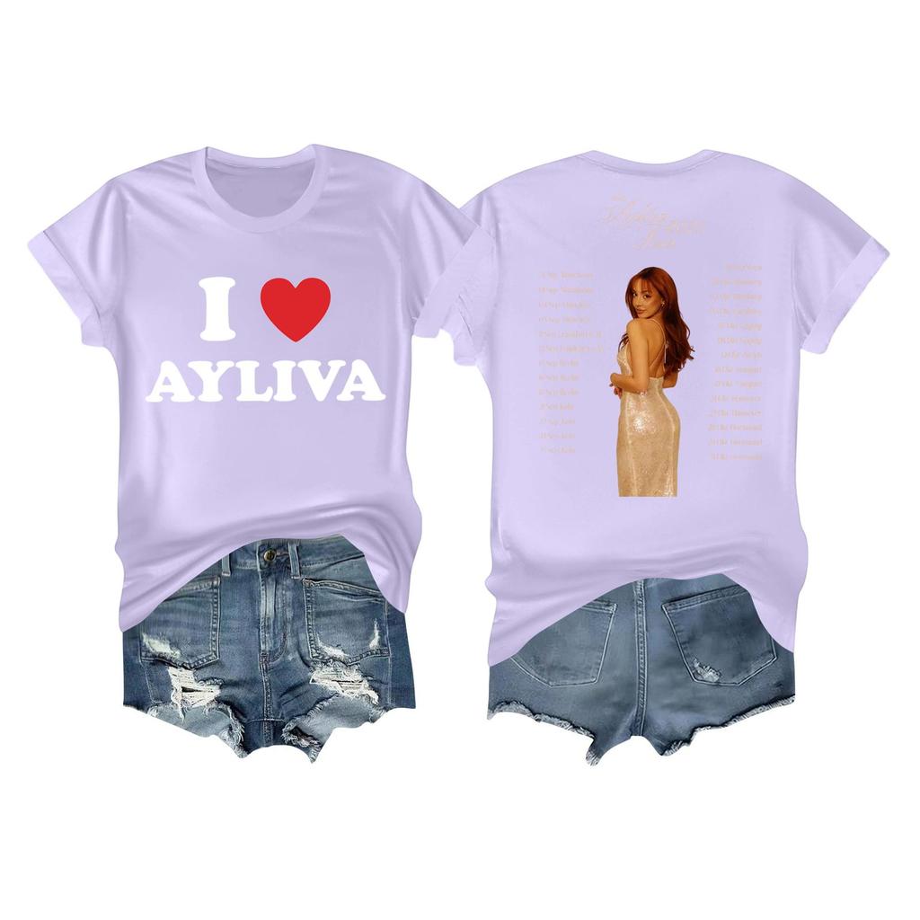 Kvinners avslappet trykket t-skjorte rund hals genser kort ermet topp