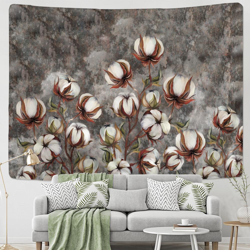 Colorful Cotton Tapestry Wall Hanging Nature Plant Aesthetics Room Boho Tropical Living Room Decor Fabric