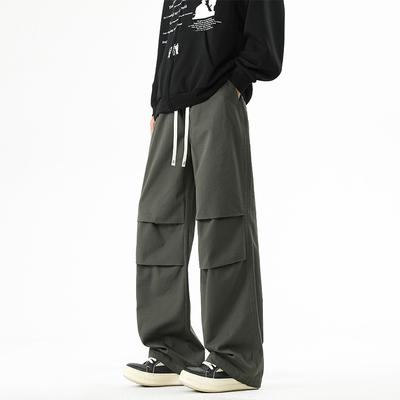 Men's Straight Loose Spring and Autumn Summer New American Casual Trousers Men's High Street Wide-leg Work Pants