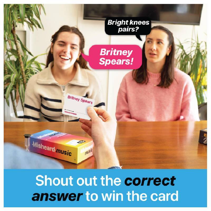Misheard Music Guess The Lyrical Nonsense Party Card Game For Family And Friends Play