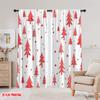 2pcs 2D flat printing Merry Christmas Curtain Red Christmas Tree White Versatile Fabric Without Electricity Family Party Use for