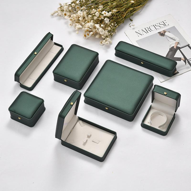 Crown Buckle PU Leather Jewelry Box for Rings, Necklaces, Bracelets, and Bangles