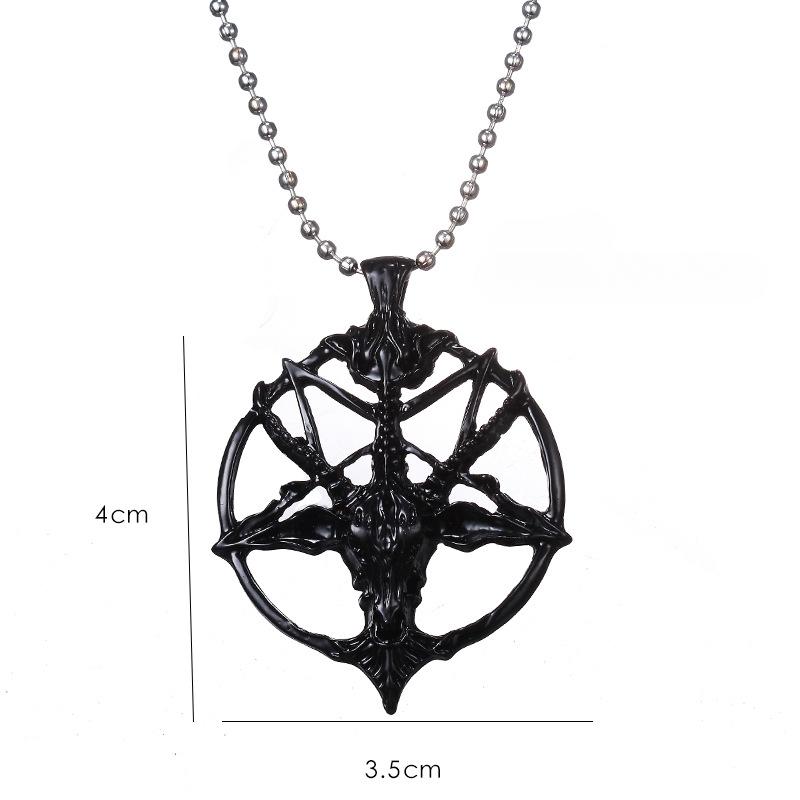 Fashion Vintage Charm Pendant Pentagram Pan God Skull Goat Head Shape Necklaces For Women Men Party Hit Hop Chain Jewelry Gift