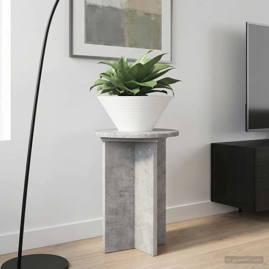 Plant Stand 2 pcs Concrete Grey Ø29.5 x 40 cm Engineered Wood