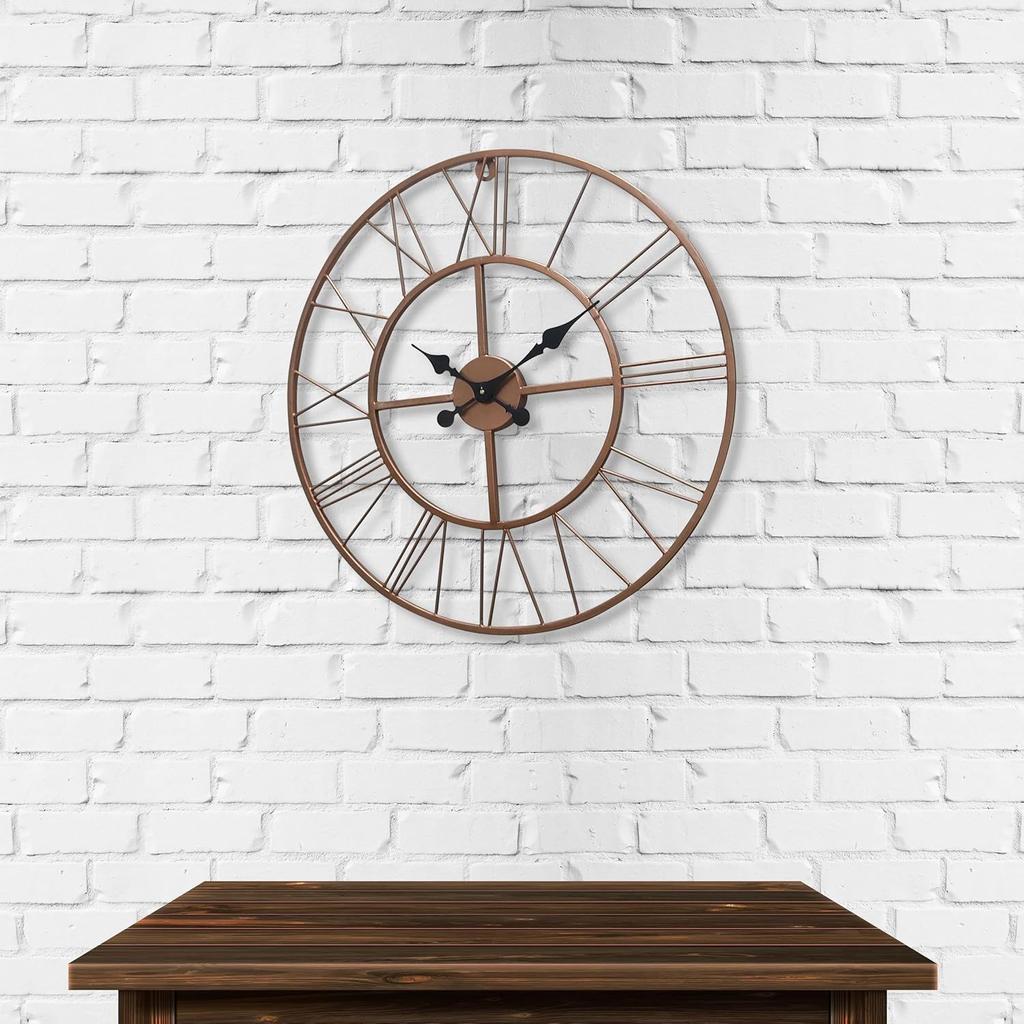 Metall Analog Wanduhr, 60 cm Leicht Ablesbar für Wohnzimmer/Zuhause/Küche - Schwarz (24 Zoll)