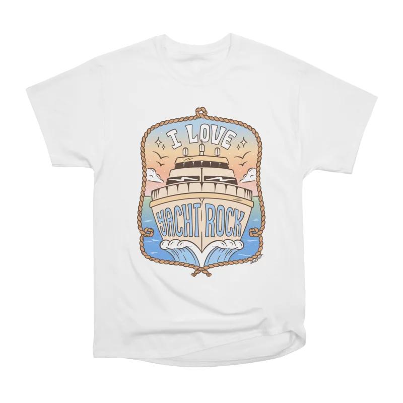 

Мужские повседневные рубашки с коротким рукавом Футболки I LOVE YACHT ROCK Оверсайз футболки S белый