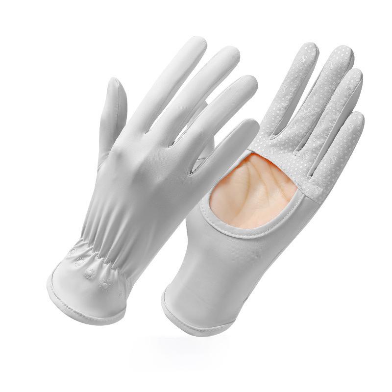Ice silk sunscreen gloves summer thin outdoor breathable quick-drying cycling non-slip driving full-finger sunshade gloves