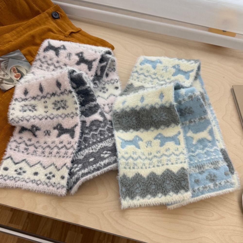 Fair Isle Style Winter Cashmere Scarves Snowflake Wool Shawl Jacquard Knitted Scarf  Autumn Winter