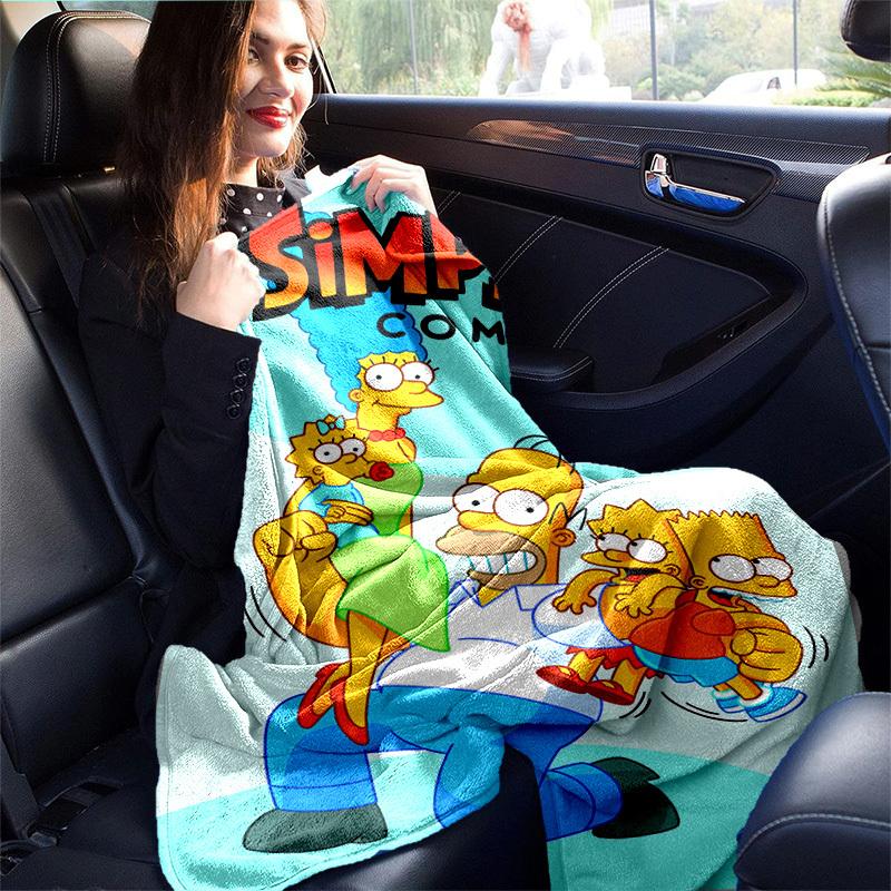 The Simpsons Cartoon Blanket, Short Plush Cute Warm Blanket, Living Room Home Decoration Sofa Four Seasons Travel