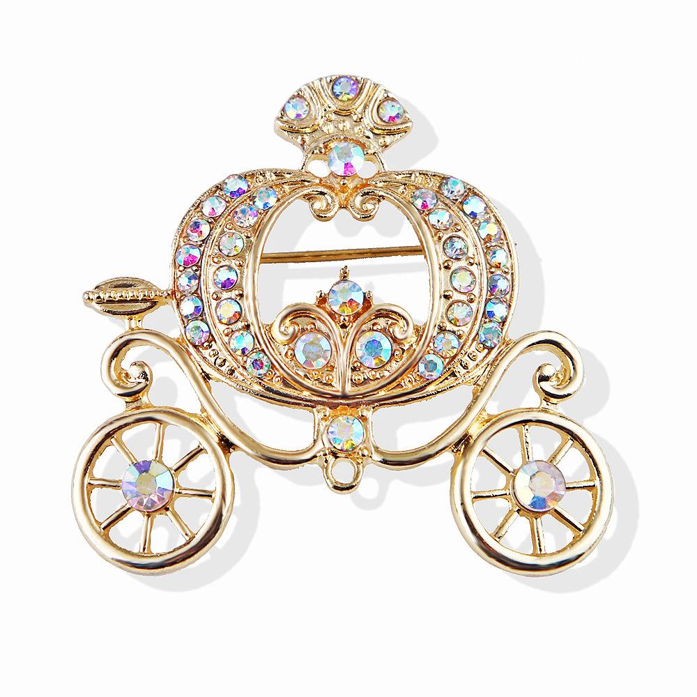 Gray Gu Liang Pumpkin Car Brooch Fairy Tale Style Color Medieval Block Retro Temperament Women'S Pin