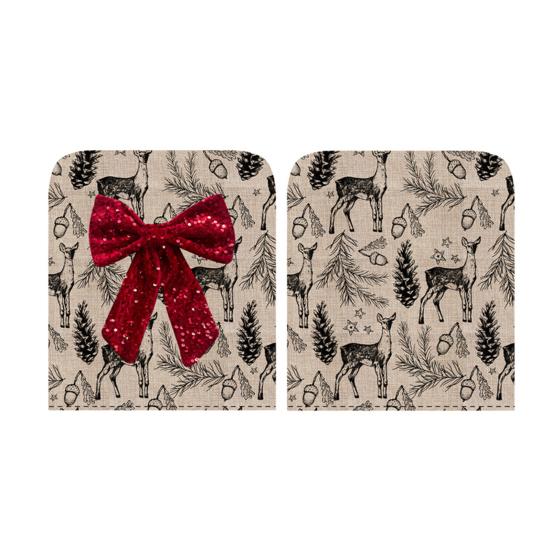 Yousheng Christmas Chair Cover with Bowknot Decorative Winter Chair Back Cover Deer Print Festive Holiday Home Decor