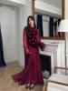 Rhinestone Women's Waist-Cinching Slimming Patchwork Long Dress - 2025 European & American Spring Fashionable Socialite Design