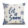Christmas Pillow Cover Blue Elk Snowflake Linen Print Sofa Cushion Home Cushion Cover