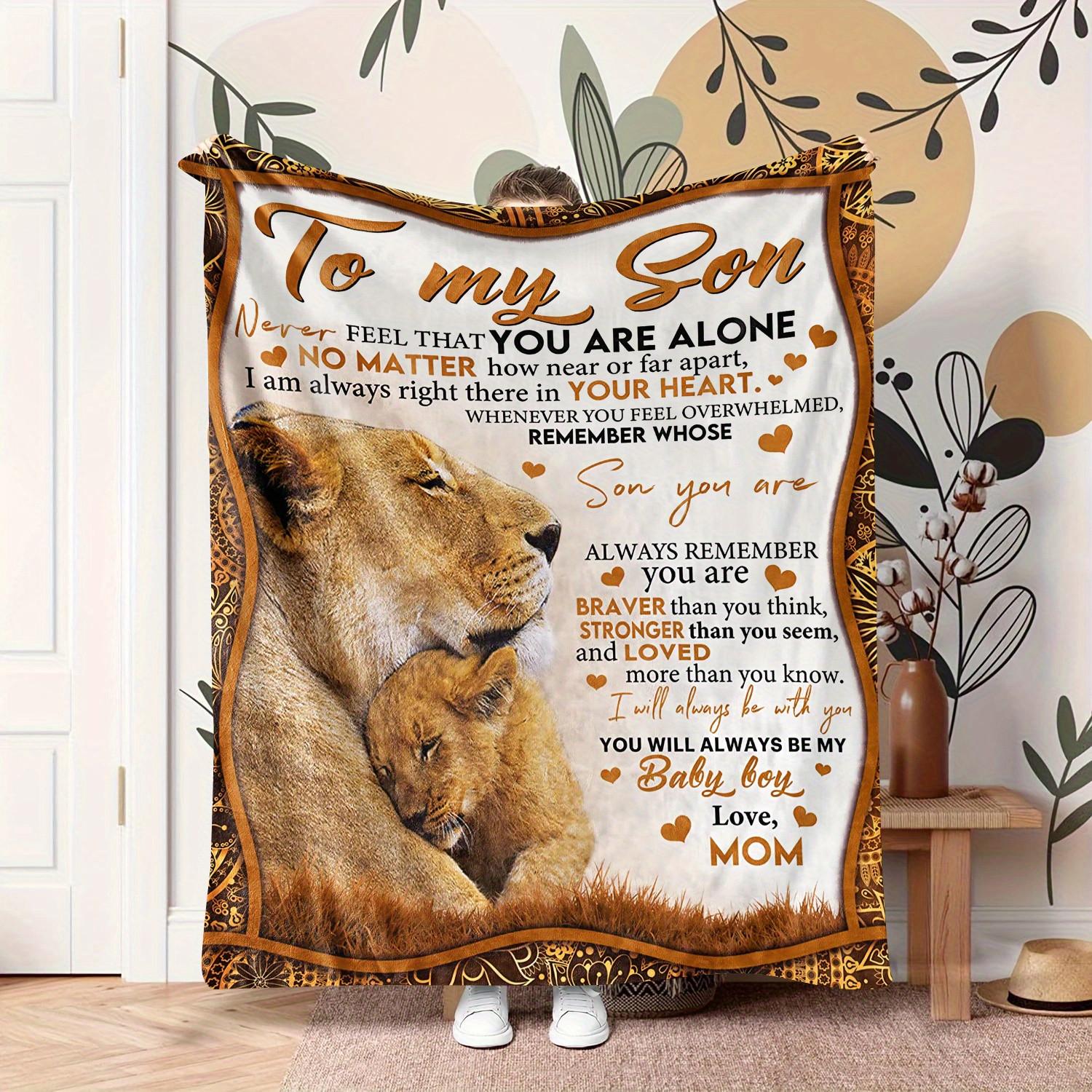 

Lion Love Letter Blanket - Son Gift 280gsm Soft Flannel Throw 70x100cm