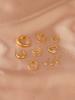 10pcs Retro Fashion Cube Zirconia Clover Star Earclip Hip Hop Women's Earrings Party Ball Jewelry