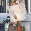 Women Dress Casual Slash Neck Women Mini Dress Off Shoulder Elastic Low Cut Dress Short Dress for Dating