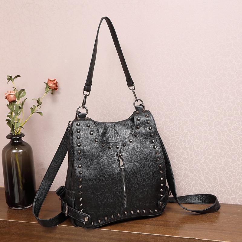 New versatile commuter tote bag street punk saddle bag women's high-end simple rivet messenger bag