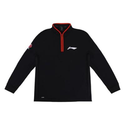 Li Ning CBA Series Professional Basketball Casual Stand Collar Pullover Long Sleeve T-Shirt Men Tops Black ATLT135-1