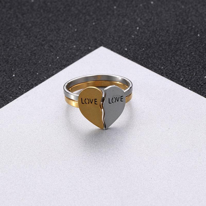 Creative Love Friendship 2 pcs Pair Bridal Set Rings For Men Women Stainless Steel Ring Unisex Accessories Designer  Gift