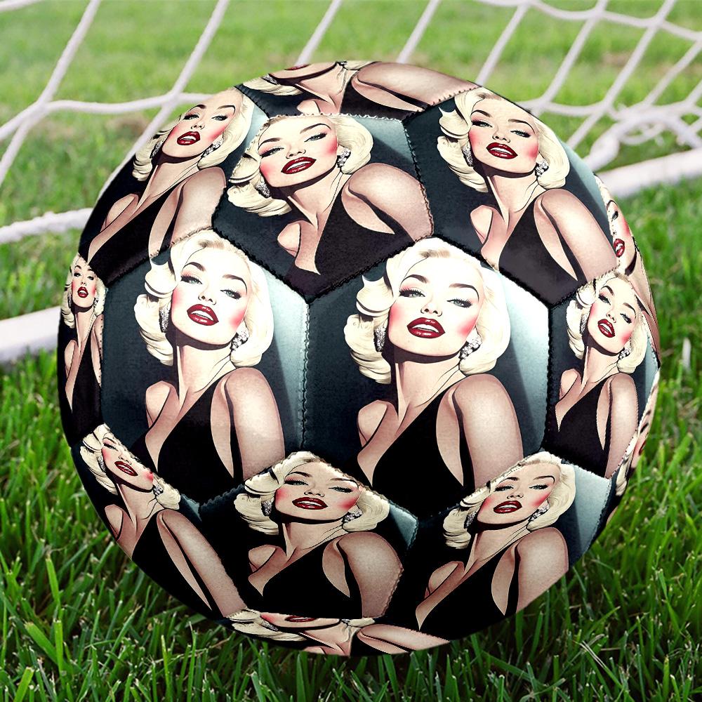 Marilyn Monroe Print Size 5 Soccer Ball, Standard Match Football for Sports Game and Team Practice, Ideal Gift for Soccer Fans