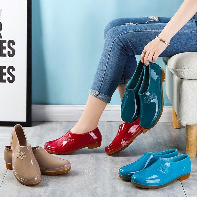 Regenstiefel wasserdichte Schuhe Gummischuhe Überschuhe Mode Wasserstiefel Erwachsene Küche Autowäsche Arbeit Verschleißfest Rutschfest Kurzer Lauf