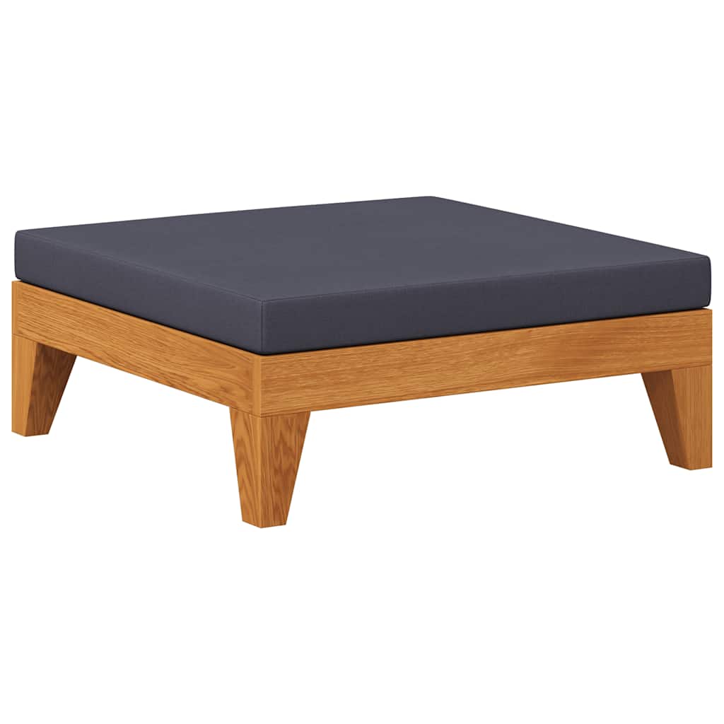 Modular Footstool with Dark Gray Cushion Solid Acacia Wood