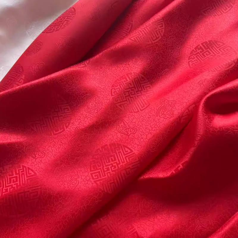 17 Ohm Silk Fabric Traditional Chinese Jacquard Silk Cotton Charmeuse Crepe Tissu Fabric for Sewing Cheongsam Cloth Width 114cm