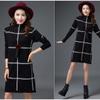 Herbst Winter Plaid Rollkragenpullover Frauen Lange Dicke Pullover Pullover Kleid Alle-spiel Bodenbildung Shirt Jumper Top
