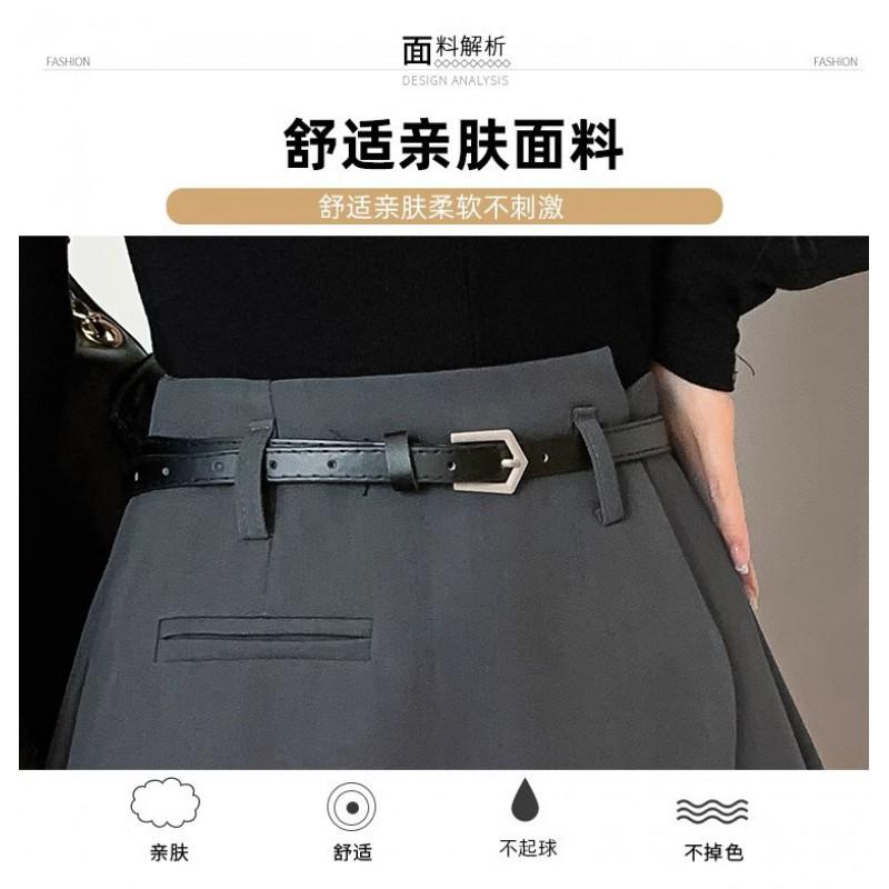 Womens Gray A-Line High-Waist Wide-Leg Skort With Zipper Detail Lightweight Stretchy Midi Skirt Fall Winter