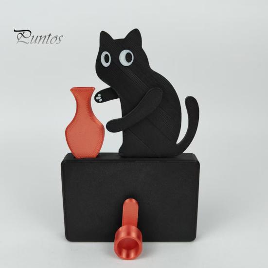 Animal Fridge Magnet Cat Pushing Vase Refrigerator Magnet, 3D Printed Whiskers Holder Pet Memorial Keepsake Decoration, Gift for Cats Lovers