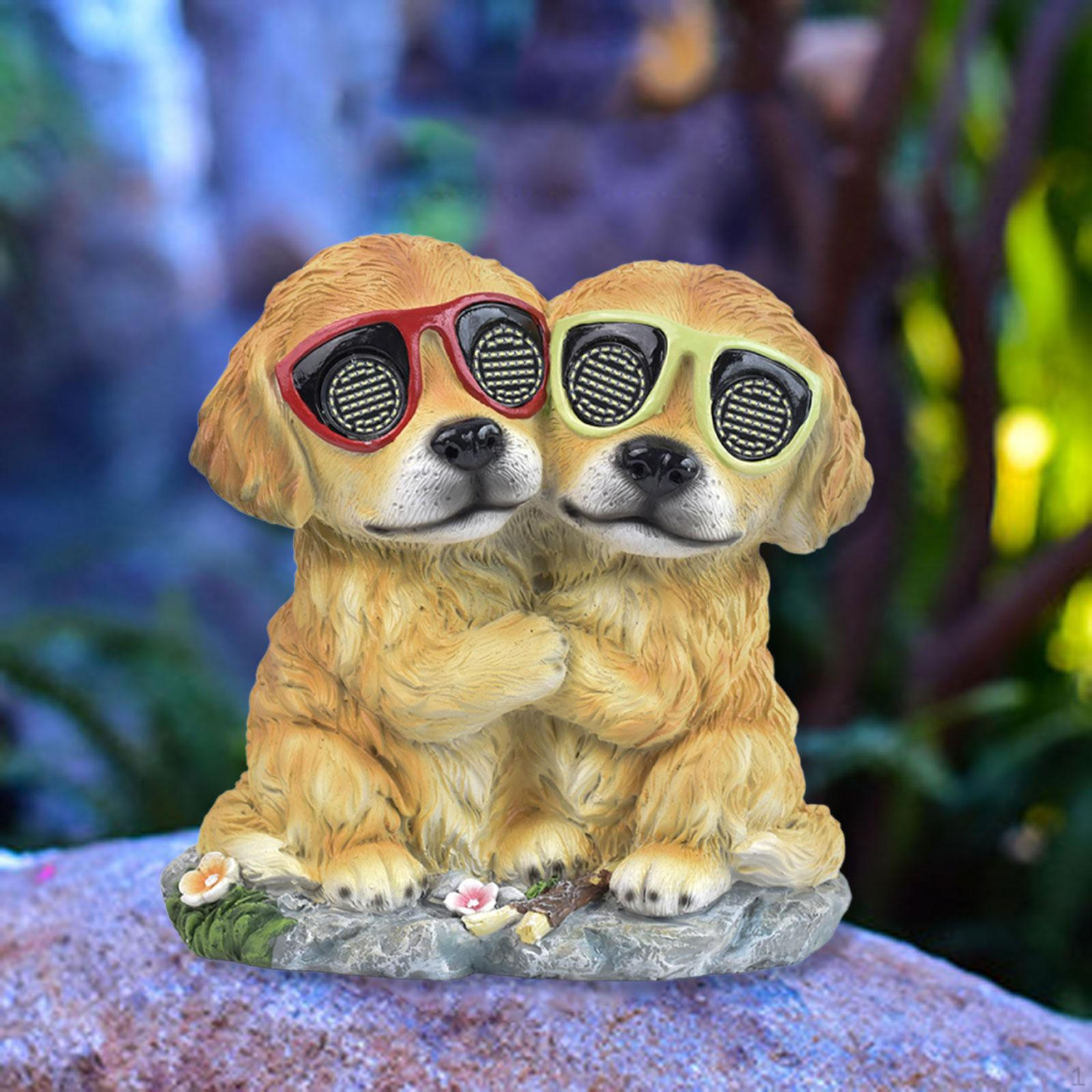 

Solar Garden Statue with Rotating Eyes Landscape Lamp Lovely Crafts Decorative Sturdy Dog Figurine