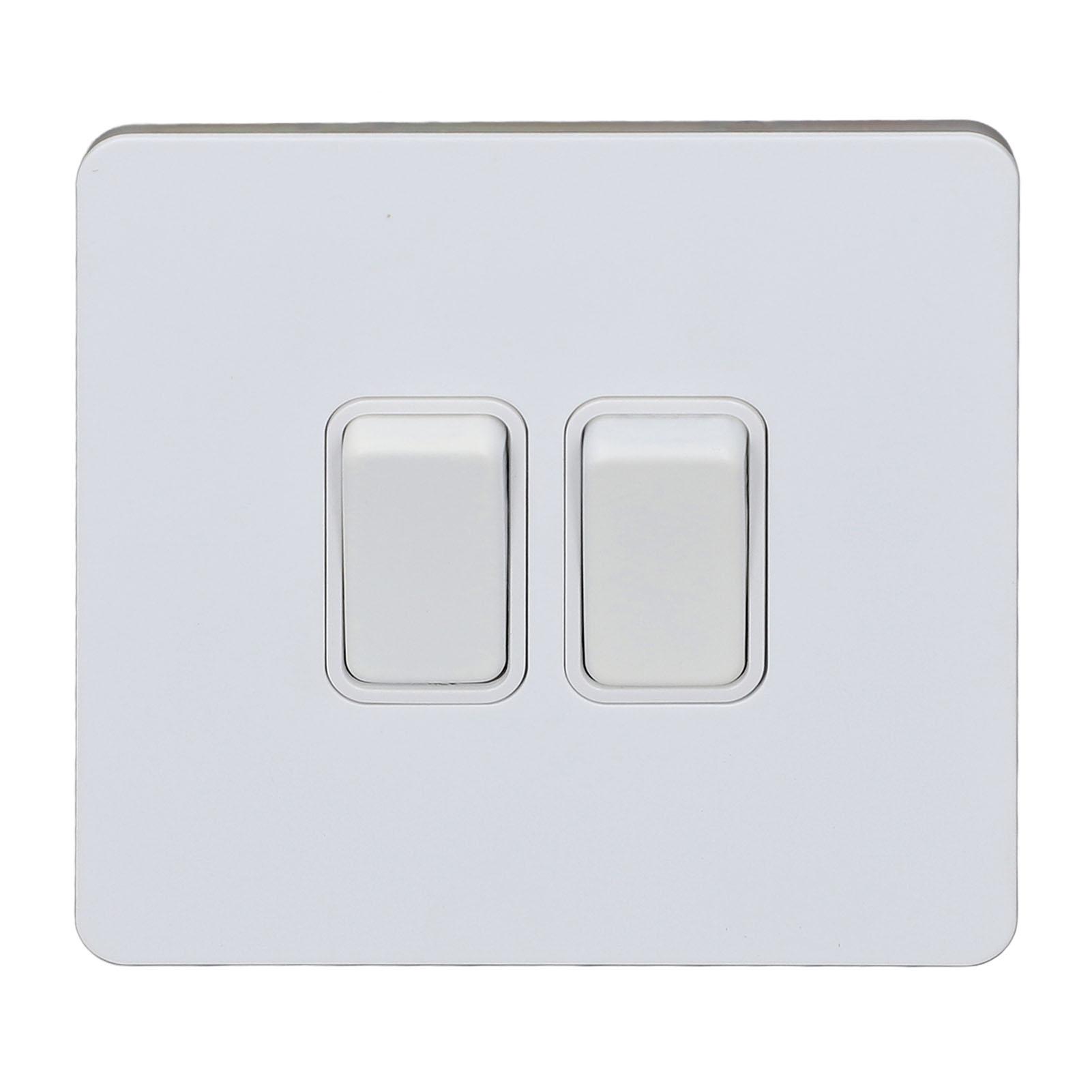

Wall Switch 2 Gang Dual Control Stainless Steel Panel Insulated Flame Retardant PC Base Wall Rocker