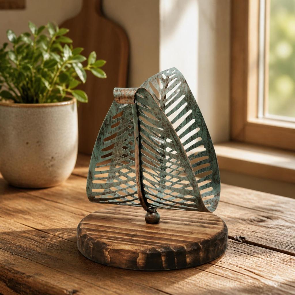 Napkin Holder with Leaf Frame Sturdy Iron Space-Saving