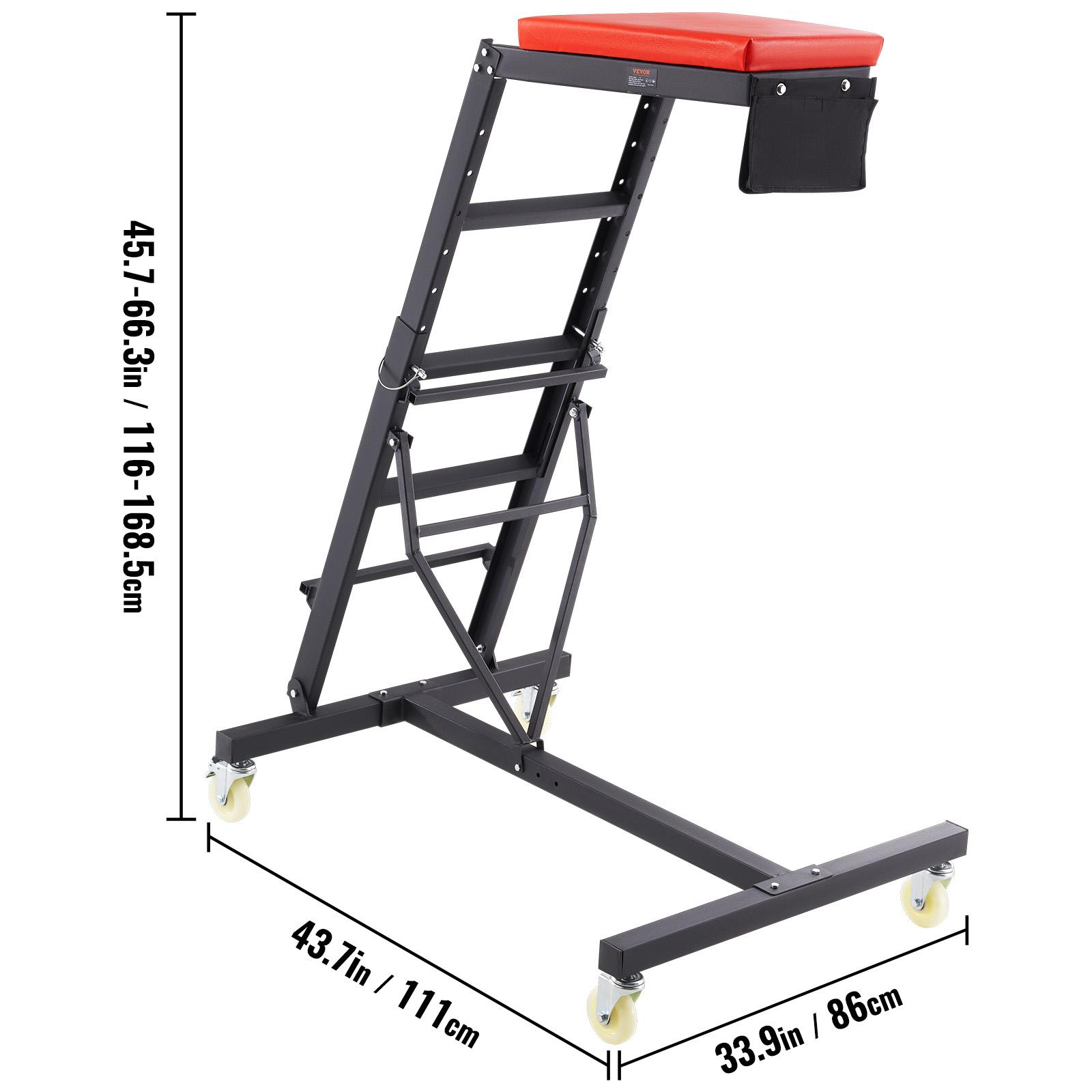 SucceBuy Top Automotive Creeper Engine Creeper with Adjustable Height 45.7 to 66.3 400 LBS Heavy Duty Creeper for Auto Repair 48-64 inch