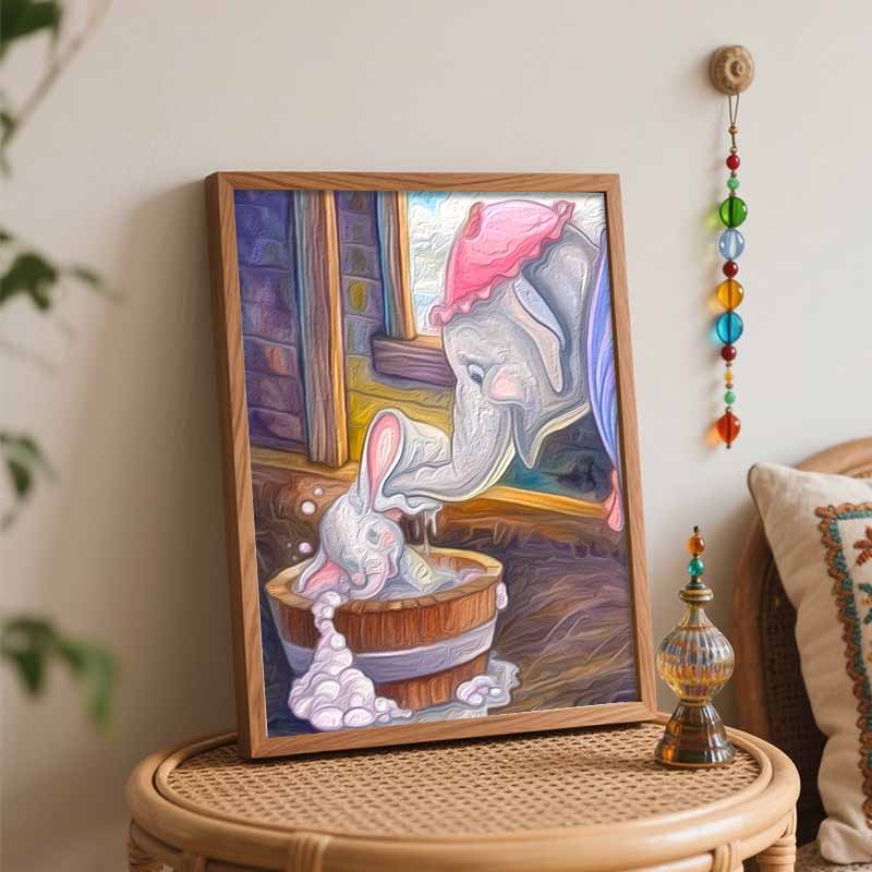 Disney oil painting Dumbo bath handmade diy art painting home decoration artwork