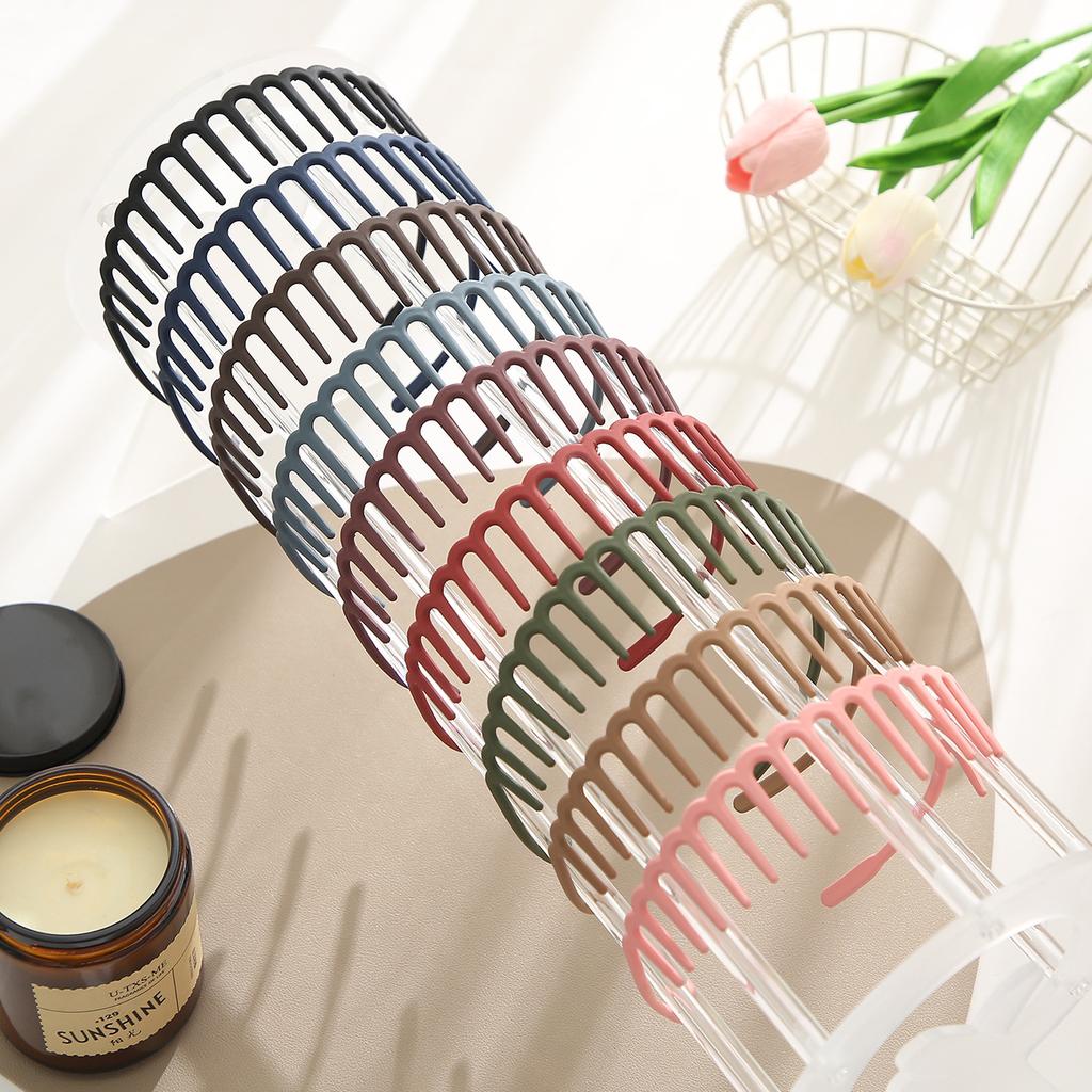Teeth Headbands for Girls Women Plastic Hair Comb Headbands Wave shape Elastic Headbands for Thick Hair