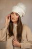 Women' Winter Wool Beret, Ecru Color, Kamea-Fuji-Natural Pompom
