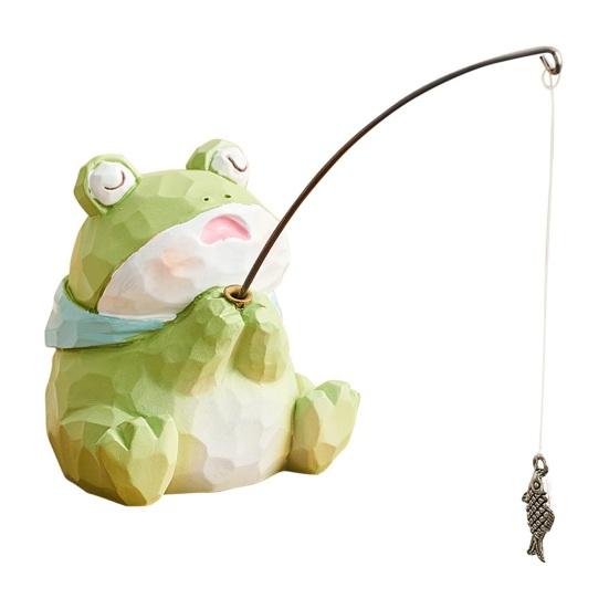 Bear Fishing Figurine Resin Animal Fishing Ornament Aquarium Car Dashboard Decoration Stress Relief Desk Office Decor