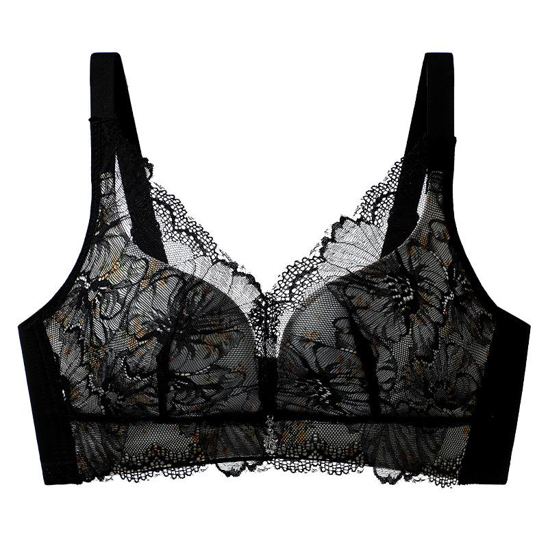 

Beige Floral Lace Wireless Bra with Adjustable Straps S чёрный